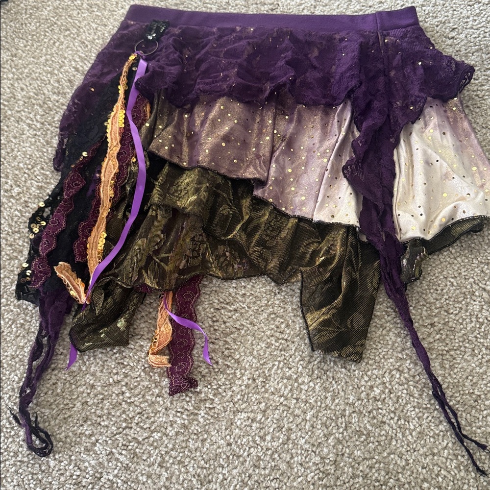 Purple & Gold Fairy Festival Mini Skirt Size Medium w/ Multiple Layers + Fabric - Picture 5 of 6